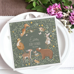 Woodland Animals Forest Friends Baby Shower Napkin