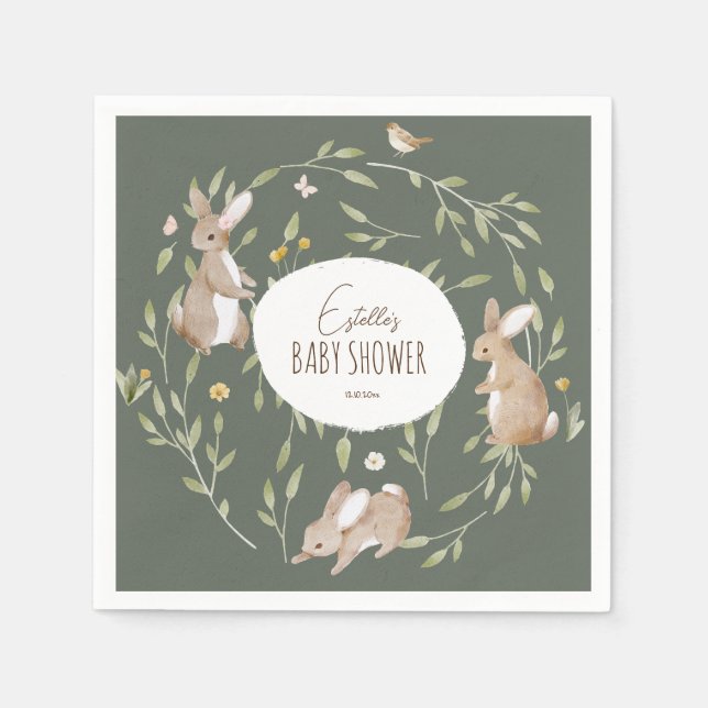 Woodland Animals Forest Friends Baby Shower Napkin (Front)