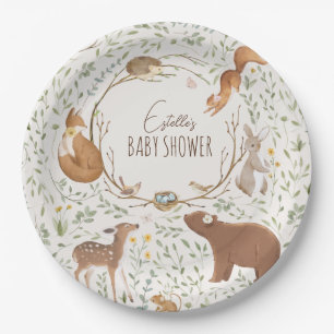 Woodland Animals Forest Friends Baby Shower Paper Plate