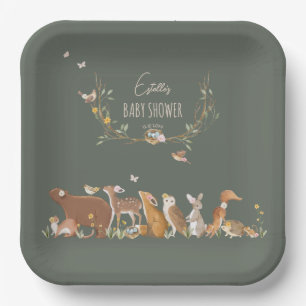 Woodland Animals Forest Friends Baby Shower Paper Plate
