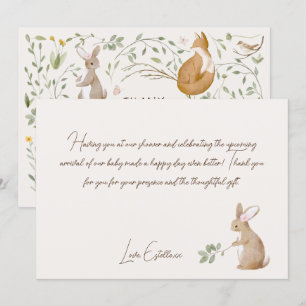 Woodland Animals Forest Friends Baby Shower Thank You Card
