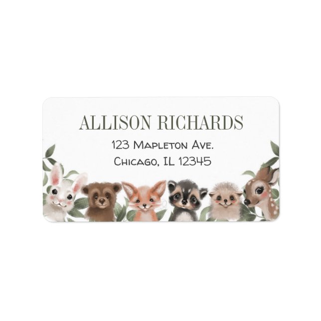 Woodland animals forest friends greenery label (Front)