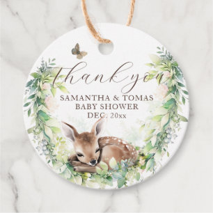 Woodland Animals Forest Greenery Baby Boy Shower Favour Tags