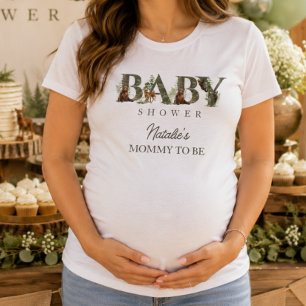 Woodland Animals Forest Mommy to Be Baby Shower T-Shirt