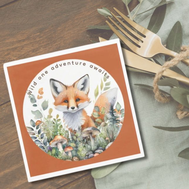 Woodland Animals Fox Partyware Decor Dining Napkin (Creator Uploaded)
