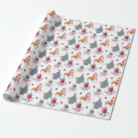 Woodland Animals Fox Wolf Deer in Christmas Antics