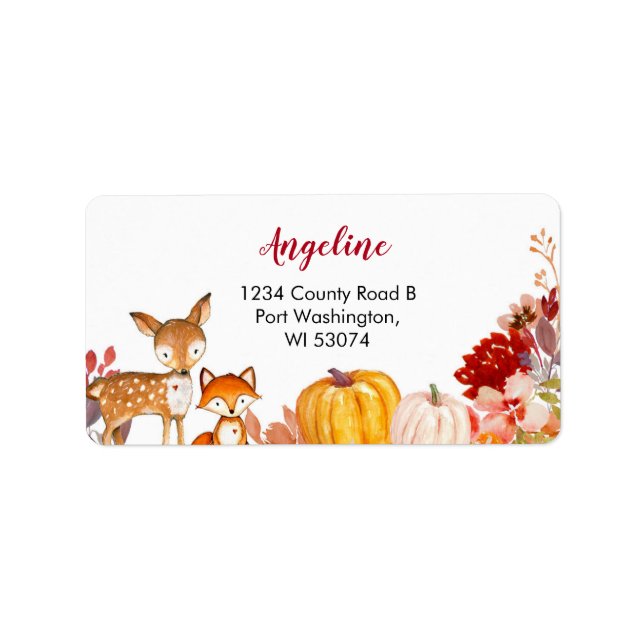 Woodland Animals Friends Pumpkin Address Label (Front)
