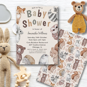 Woodland Animals Gender Neutral Baby Shower Invitation