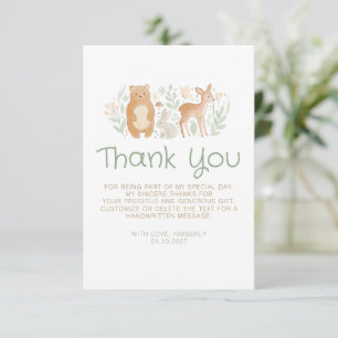 Woodland Animals Gender Neutral Baby Shower  Thank You Card