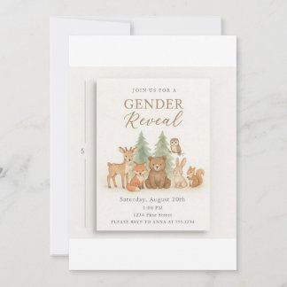 Woodland Animals Gender Reveal Invitation