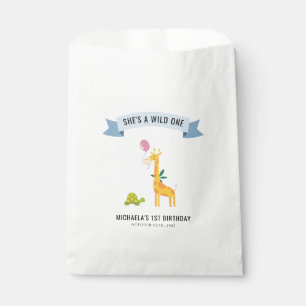 Woodland Animals Giraffe Tortoise 1st Birthday Favour Bag