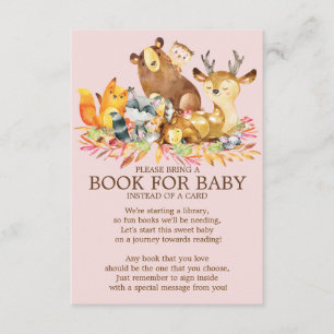 Woodland Animals Girls Baby Shower Book for Baby Invitation