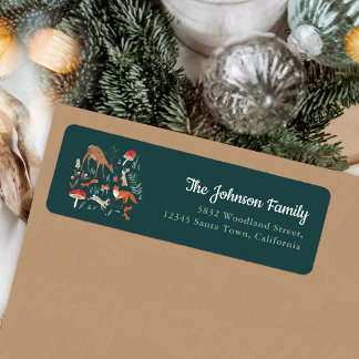 Woodland Animals Green Christmas Party Invitation