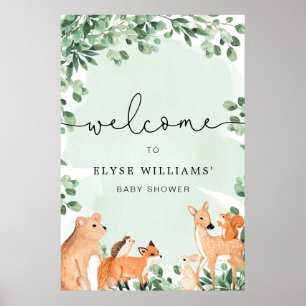 Woodland Animals Green Welcome Sign