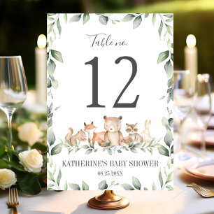 Woodland Animals Greenery 5"x7" Table Number Cards