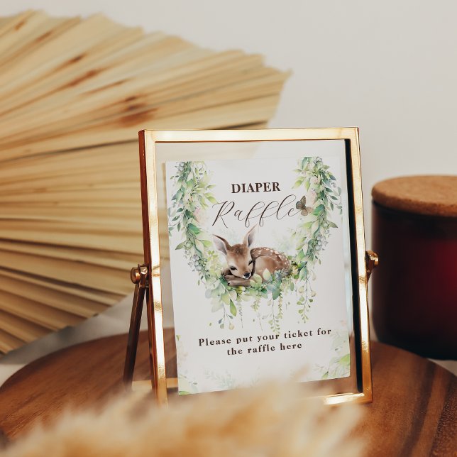 Woodland Animals Greenery Baby Boy Shower Diaper Poster (Creator Uploaded)