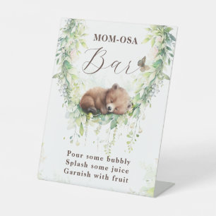 Woodland Animals Greenery Baby Boy Shower Mom-osa Pedestal Sign