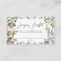 Woodland Animals Greenery Baby Diaper Raffle