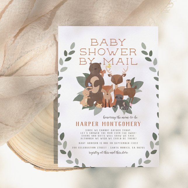 Woodland Animals & Greenery Baby Shower By Mail Invitation (Creator Uploaded)
