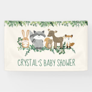 Woodland Animals Greenery Baby Shower Decoration Banner
