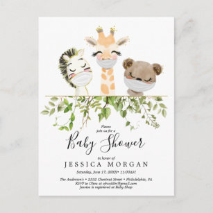 Woodland Animals Greenery Baby Shower Invitation Postcard