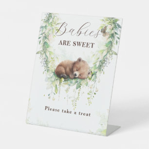 Woodland Animals Greenery Baby Shower Sweet Treat Pedestal Sign