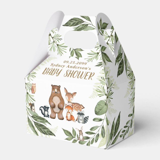 Woodland Animals Greenery Baby Shower Thank You Favor Box (Front Side)