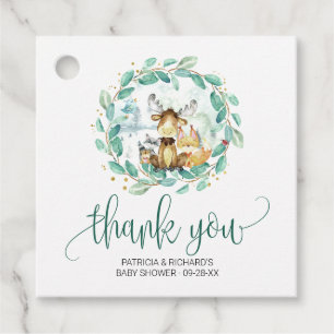 Woodland Animals Greenery Baby Shower Thank You Favour Tags