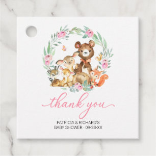 Woodland Animals Greenery Baby Shower Thank You Favour Tags