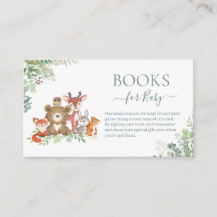 Woodland animals greenery Books for Baby Shower  Enclosure Card