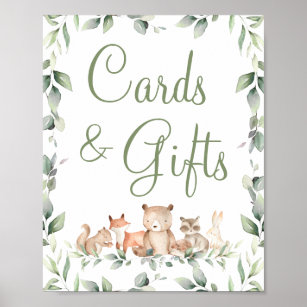 Woodland Animals Greenery Cards & Gifts Tabletop  Poster