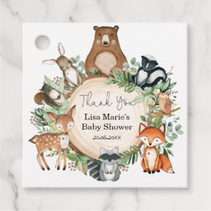 Woodland Animals Greenery Forest Baby Shower Party Favour Tags