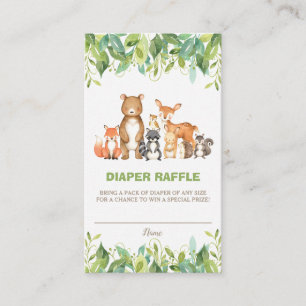 Woodland Animals Greenery Forest Boy Diaper Raffle Enclosure Card