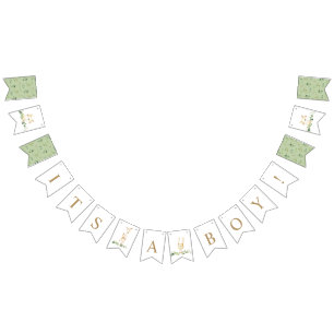 Woodland Animals Greenery It's a Boy Baby Shower Bunting Flags