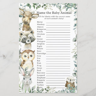 Woodland Animals Greenery Name Baby Animal Game