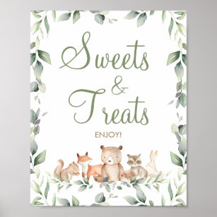 Woodland Animals Greenery Sweets & Treats Dessert Poster