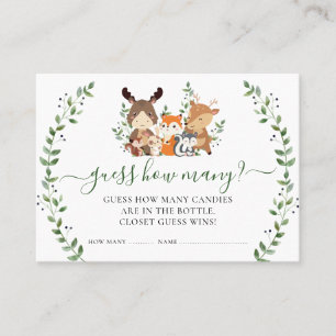 Woodland Animals Guess How Many Baby Shower Game Place Card