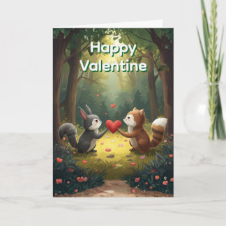 Woodland Animals Happy Valentine Card