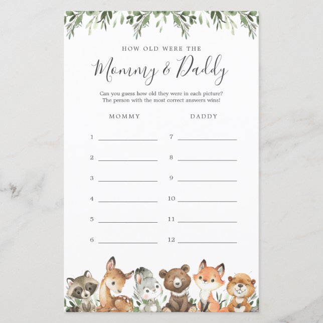 Woodland Animals How Old Were The Mommy and Daddy (Front)