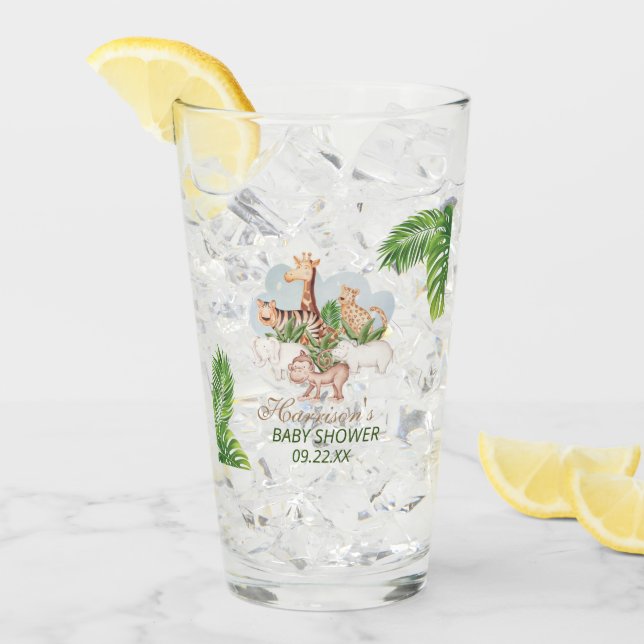 Woodland Animals Jungle Greenery Baby Shower  Glass (Front Ice)
