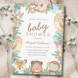 Woodland Animals Jungle Party Baby Shower Invitation