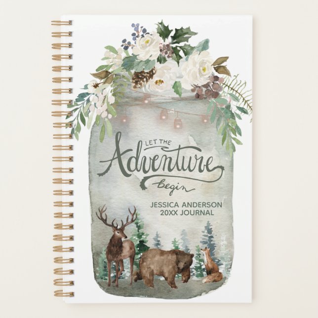 Woodland Animals Mason Jar Country Floral Planner (Front)
