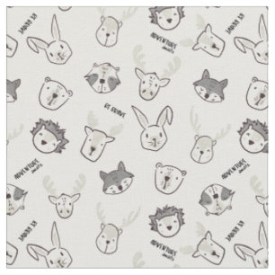 woodland Animals minimalist Neutral cute nursery Fabric