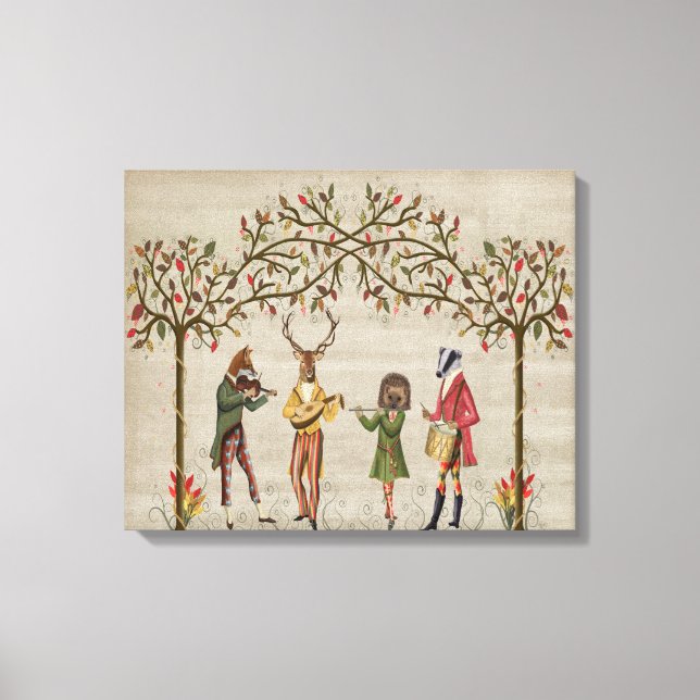 Woodland Animals Minstrel Group Canvas Print (Front)
