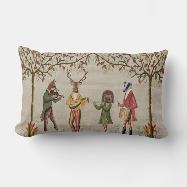 Woodland Animals Minstrel Group Lumbar Pillow (Front)