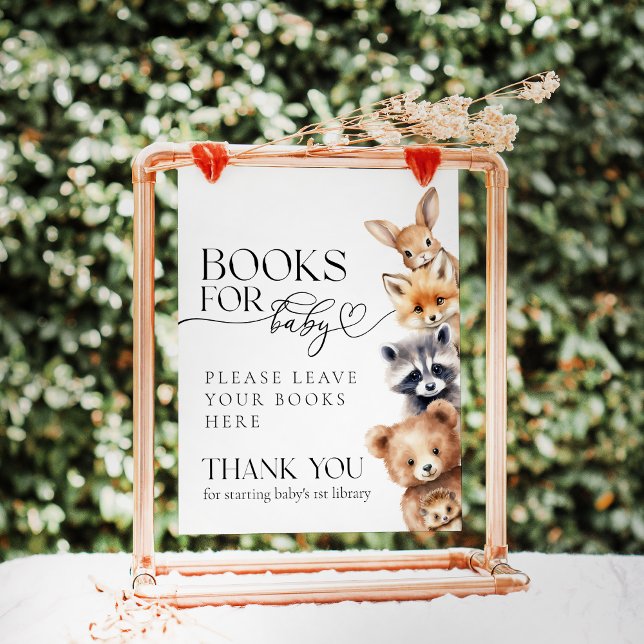 Woodland Animals Modern Baby Shower Books Poster (Creator Uploaded)