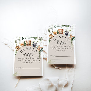 Woodland Animals Modern Baby Shower Diaper Enclosure Card