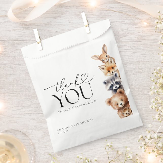 Woodland Animals Modern Baby Shower Favour Bag (Clipped)