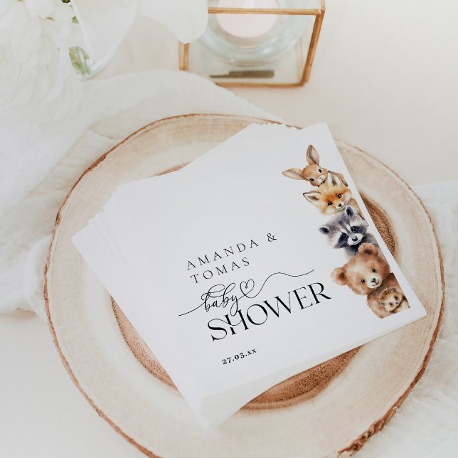 Woodland Animals Modern Baby Shower Napkin (Creator Uploaded)