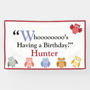 Woodland Animals Name Modern Birthday Party Banner